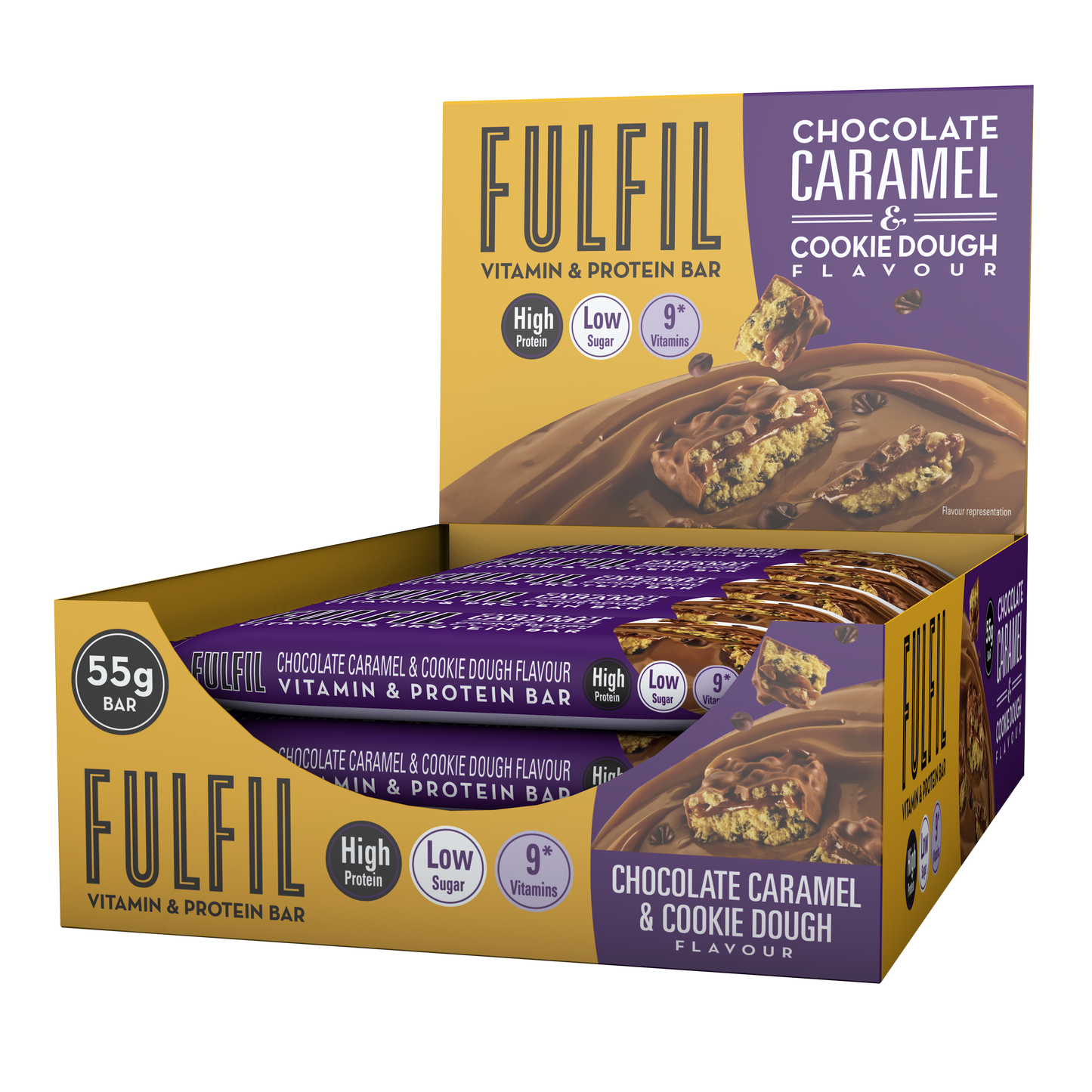 Chocolate Caramel and Cookie Dough Protein Bar - 15x55g