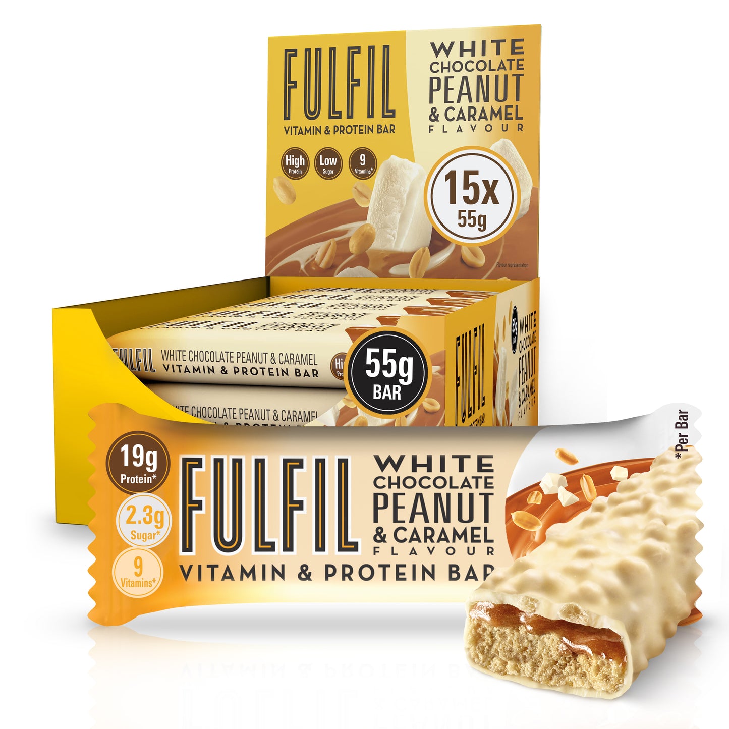 White Chocolate Peanut and Caramel Protein Bar - 15x55g